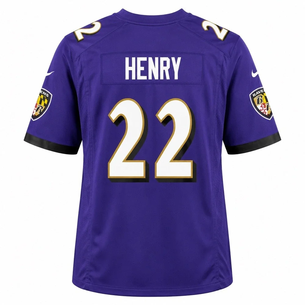 Nike Baltimore Ravens NEW Derrick Henry 22 Purple Youth Jersey Large 14/16 NFL